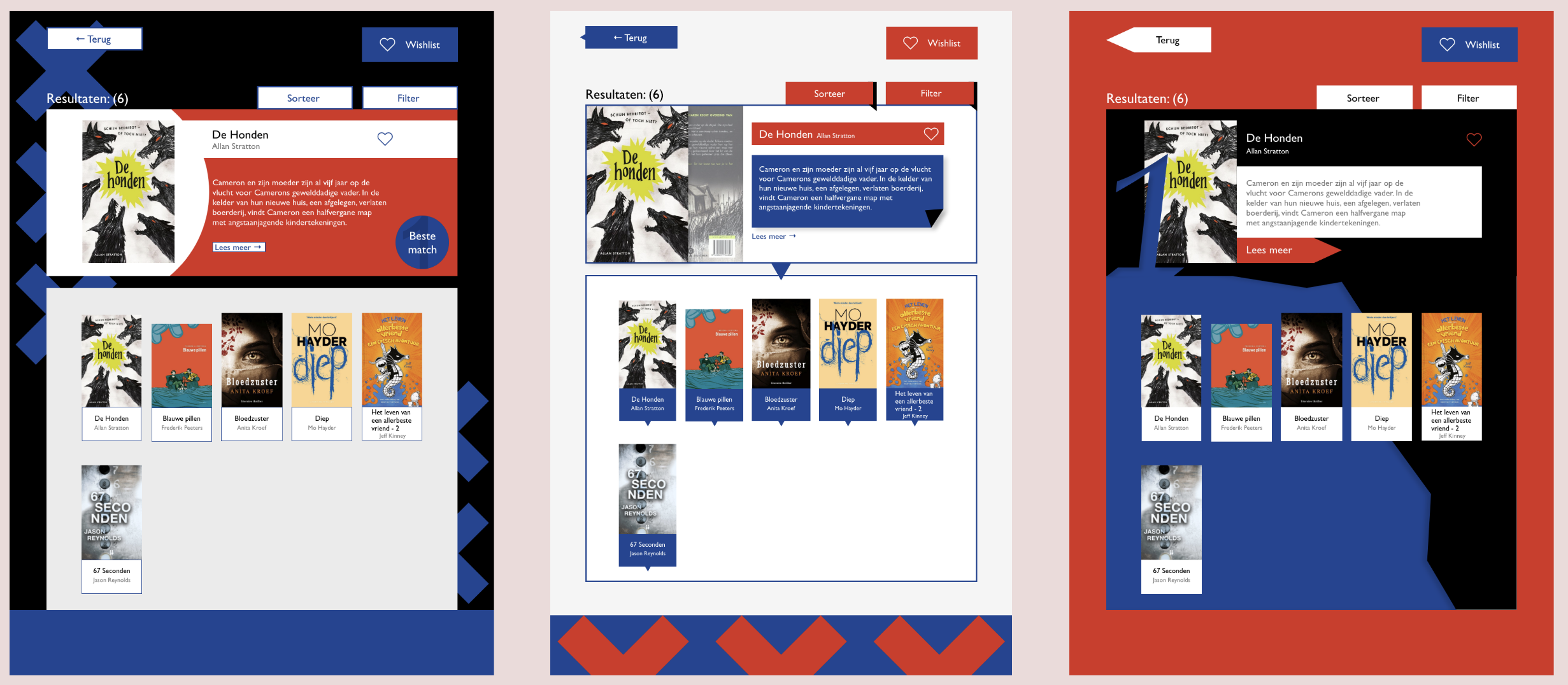3 verschillende varianten op de boekenzoeker stijl